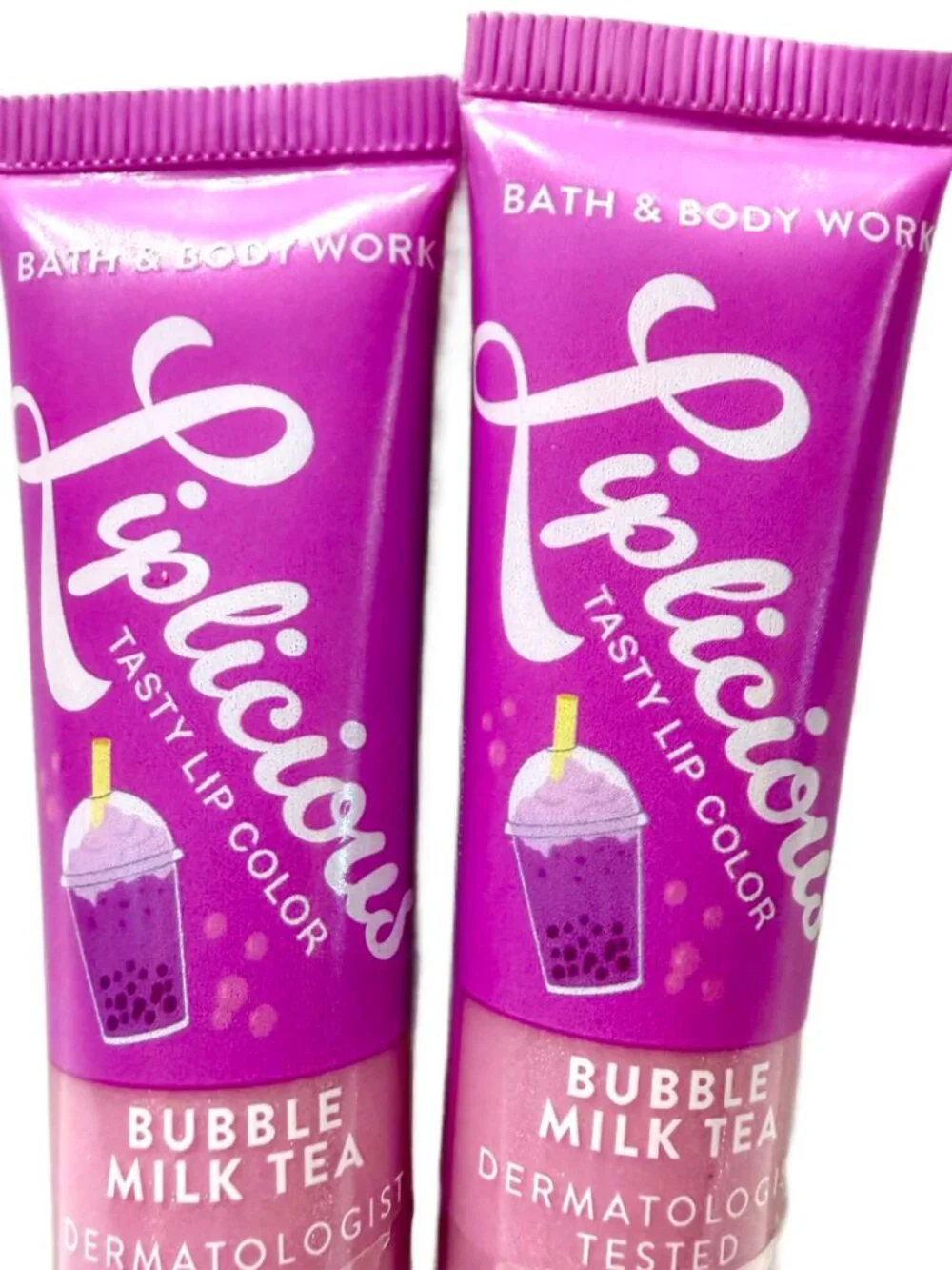 Bath & Body Works BUBBLE MILK TEA Liplicious Lip Gloss 0.47 ml Each NEW Lot of 2
